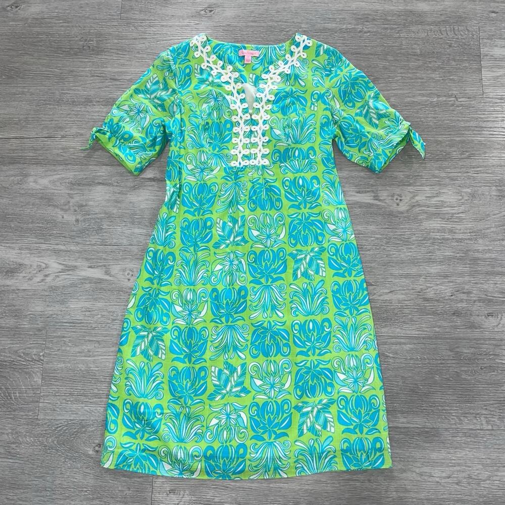 Lilly Pulitzer Tunic Dress Women’s 6 Top Artsy Art To Wear Embroidered Beach